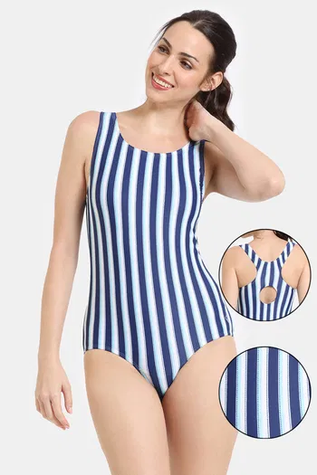 Buy Zelocity Elastane Blended Slip-On Malliot with Removable Pads - Blue Depth